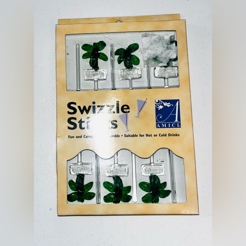 Amici Swizzle Sticks with Green Accents